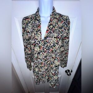 Anthropologie Maeve X Small Black Multi Matilda Floral Blouse Button Down Top XS